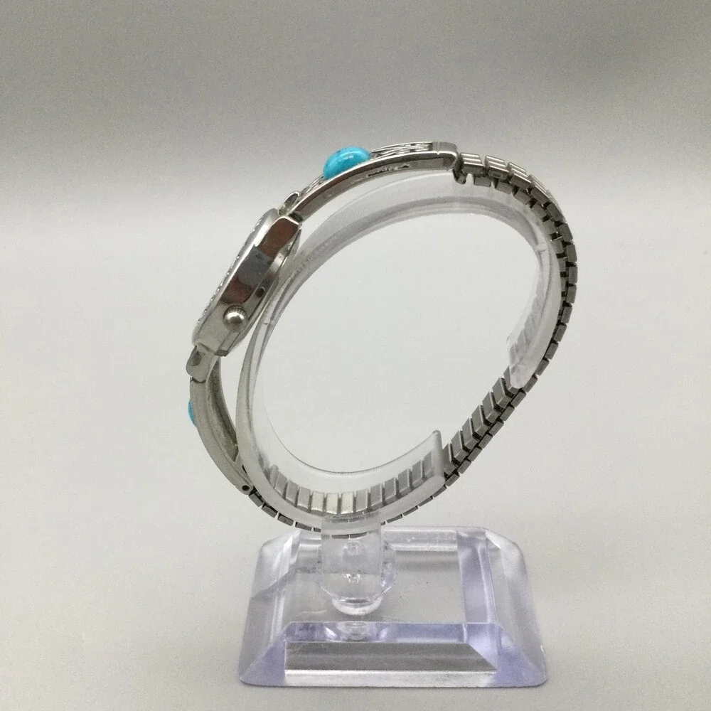 Accutime Southwest Womens Watch 25mm Silver Tone Expansion Bracelet New Battery